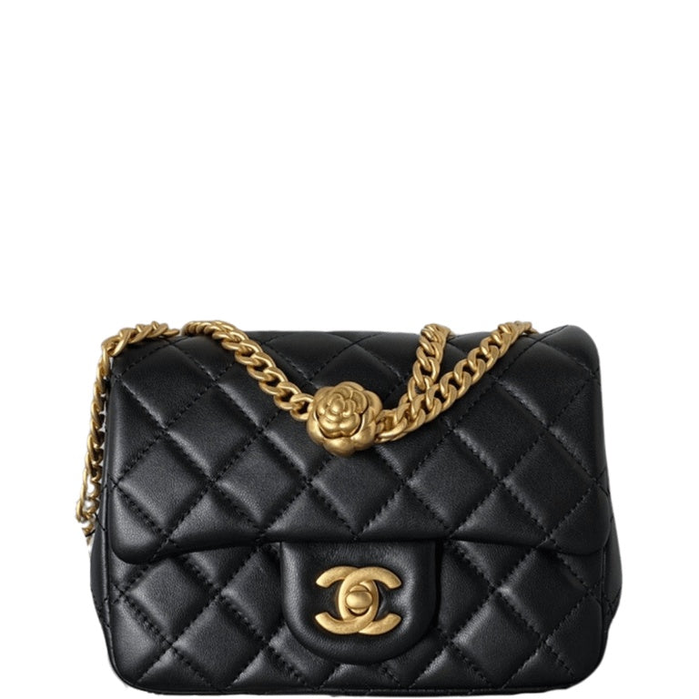 CHL BLACK RECTANGULAR MINI FLAP BAG 18CM