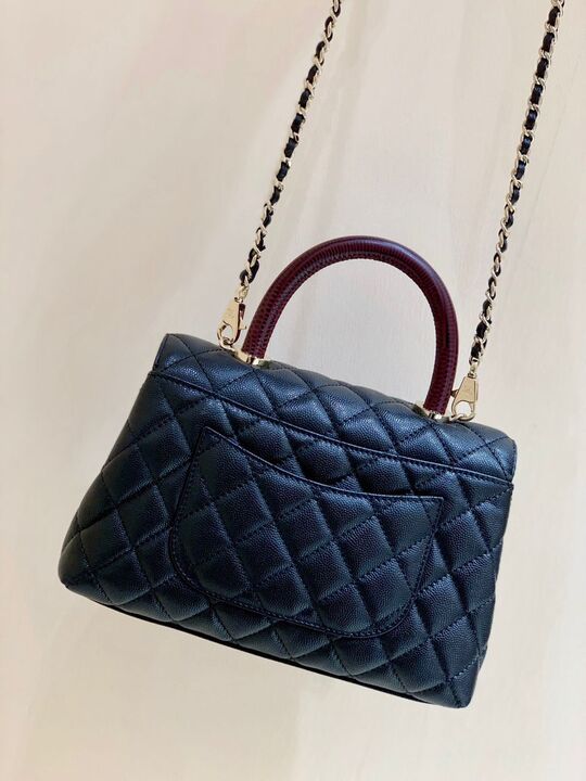 ChanelMedium Flap Bag With Top Handle Navy Blue For Women, Women’s Handbags, Shoulder And Crossbody Bags 9in/23cm A92990