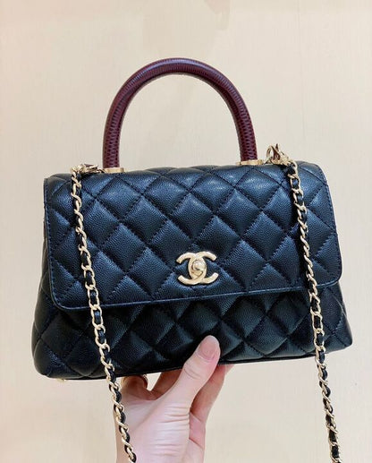 ChanelMedium Flap Bag With Top Handle Navy Blue For Women, Women’s Handbags, Shoulder And Crossbody Bags 9in/23cm A92990