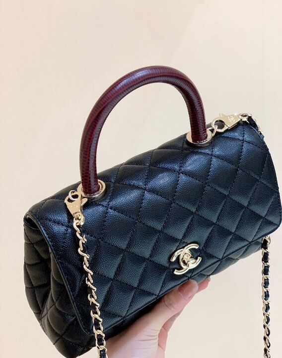 ChanelMedium Flap Bag With Top Handle Navy Blue For Women, Women’s Handbags, Shoulder And Crossbody Bags 9in/23cm A92990