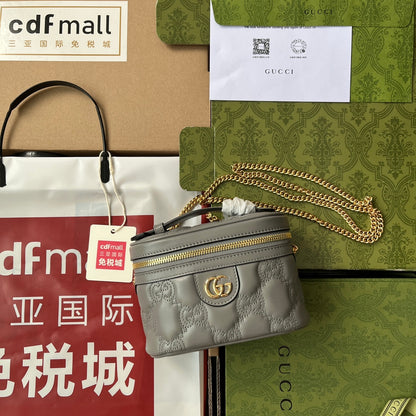 gg Quilted gg Mini Handbag Gray For Women, Women&#8217;s Bags 6.3in/16cm gg 723770 UM8IG 1275