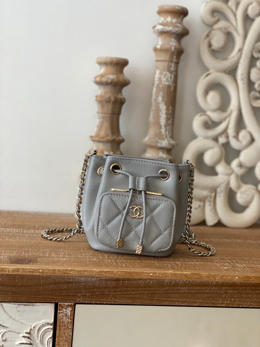 ChanelMini Bucket Bag With Strap Gray For Women, Women’s Bags 4.9in/12.5cm