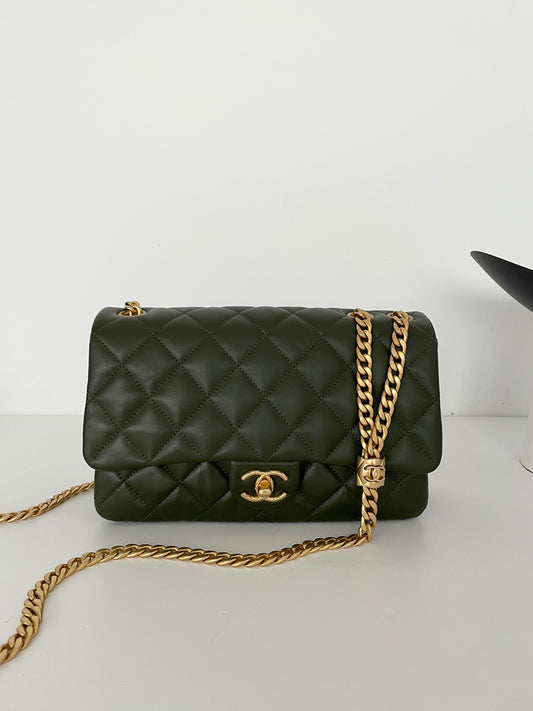 ChanelSmall Flap Bag Green For Women, Women’s Bags 8.7in/22cm