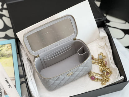 ChanelVanity With Chain Gray For Women, Women’s Bags 6.2in/16cm