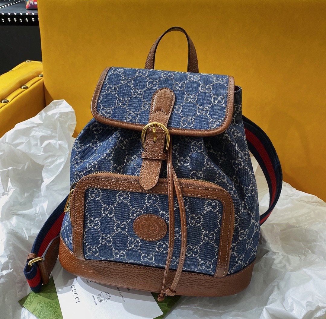 gg Backpack With Interlocking G Blue For Women, Women&#8217;s Bags 11.8in/30cm gg