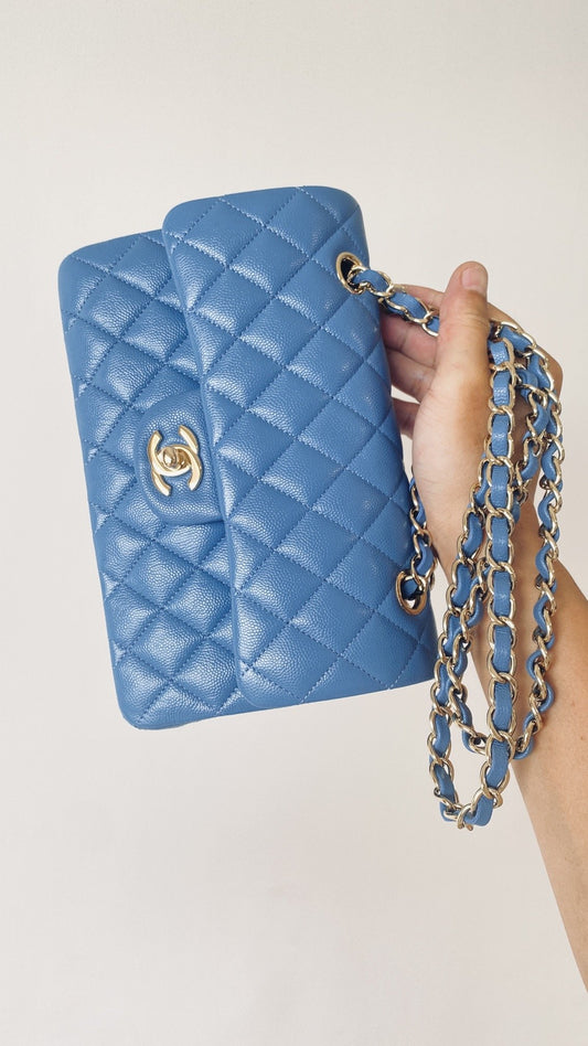 ChanelSmall Classic Handbag Blue For Women, Women’s Bags 9.1in/23cm