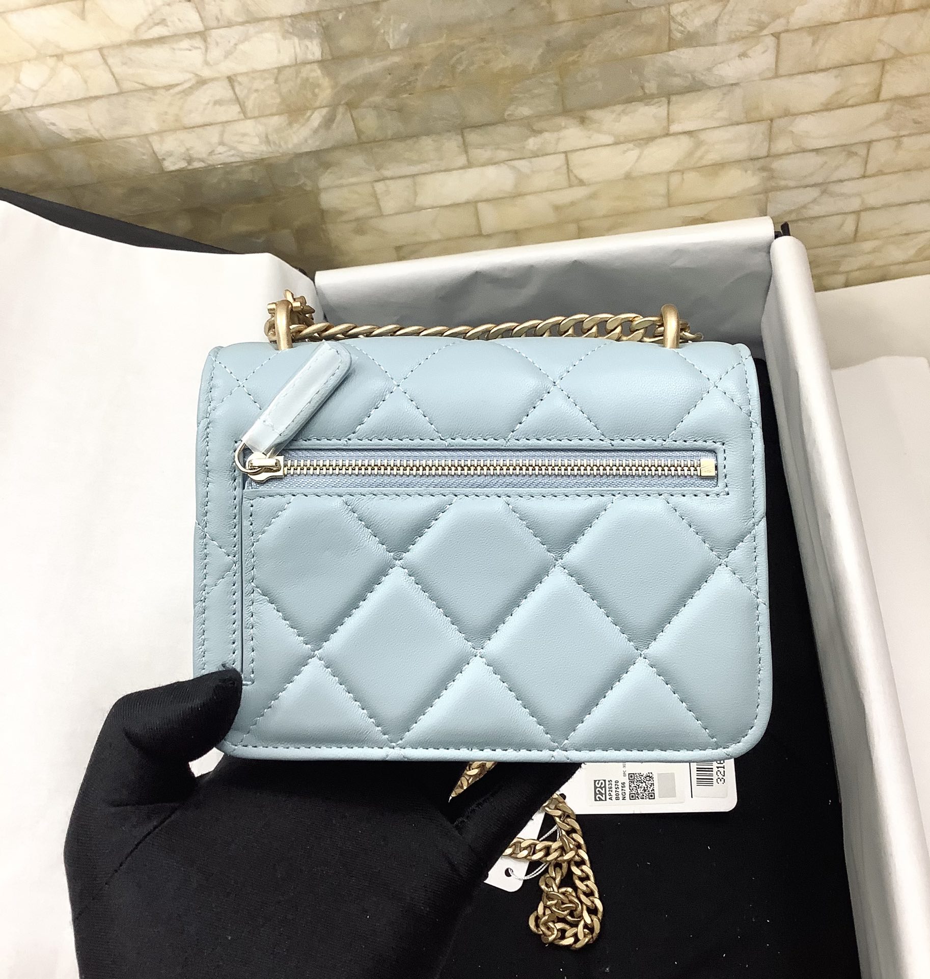 ChanelSpring And Summer 22C Turquoise For Women, Women’s Bags 6.1in/15.5cm